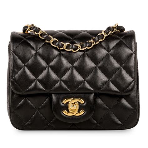 chanel mini square black lambskin|chanel lambskin leather bag.